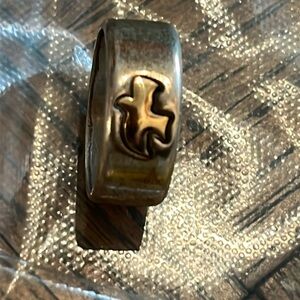 WJ VINTAGE WALDECK JOHNSON NATIVE AMERICA RING, 925 sterling with 14k dove, sz 9